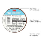 3M Temflex Multi-Purpose Vinyl Electrical Tape 165, Brown, 3/4 in x 60 ft (19 mm x 18 m), 10 Roll Pack