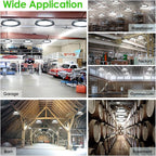 LED High Bay Light 150W, 10' UFO Commercial Lighting Fixture w/Isolated Power Supply, w/Plug for Garage Shop Warehouse Workshop, 5000k 21000lm Dimmable IP65 UL ETL Listed (1-Pack)