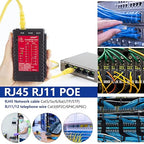 NOYAFA Network Cable Tester for RJ45 RJ11 RJ12 /Cat5 Cat5e Cat6 Cat6a Cat7, Universal Cable Tester, Continuity Test, Phone Line Cat3, Ethernet Tester, LAN Cable Test Tool (Red)