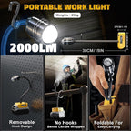LIVOWALNY 2000LM LED Work Light Compatible with Dewalt 20V Battery, 20W Flood Light, 12" Flexible Gooseneck, Flashlight Lights with USB-A & Type-C Charging Port, Low Voltage Protection (No Battery)