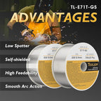 TOOLIOM E71T-GS .035" Diameter 2-Pound Spool Flux Core Self-shielded Carbon Steel MIG Welding Wire 2 PCS