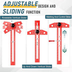 Woodworking Scriber Marking Line Ruler，Adjustable Aluminum Alloy Sliding T-Square Ruler，Precision Line Drawing with Angle Adjustment, Tool for Engineering, Architecture ，Design Drawing