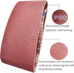 4 x 21 Inch Aluminum Oxide Sanding Belts, 2 Each of 40/80/120/150/240/400 Assorted Grits Abrasive Belts for Belt Sander, 12-Pack