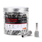 HKS 400PCS Wire Ferrule Connectors - AWG 10-6.0mm² Copper Barrel Pin Cord Ends Insulated Ferrules Terminals - E6012 Grey