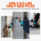 Berserker 1-1/8" SDS-Plus Rotary Hammer Drill with 1/2" SDS Plus Shank Keyless Chuck Adapter, 9 Amp 3 Functions Corded Rotomartillo for Fast Drilling in Concrete,Brick,Masonry,Metal,Wood