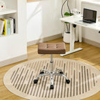 Ergonomic Desk Stool with Wheels (Adjustable Height 17"-21") (300lbs Capacity) Faux Leather Office Stool (Coffee Brown)