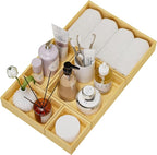 Bamboo Drawer Organizer Set, 5 PCS Multi-use Varied Sizes Junk Drawer Organizer Kitchen Storage Box for Office, Home, Bedroom, Bathroom, Bamboo