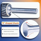 Carbide Double Cut Rotary Files Set of 10 PCS 1/4" Cutting Diameter 1/8" Shank Carbide Burrs of Rotary Tools for Metalworking, Wood Carving