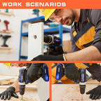 Cordless Drill, 2 Variable Speed Impact Driver 45Nm Torque, 3/8" Keyless Chuck Drill/Driver Sets, 2 Batteries and Charger