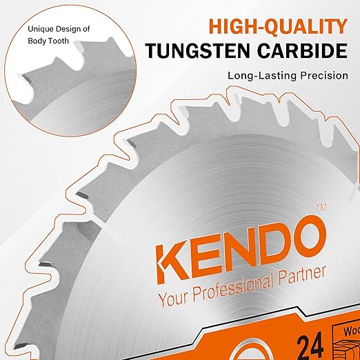 KENDO 2-Pack 10 Inch 40T&60T Carbide-Tipped Circular Saw Blade with 5/8 Inch Arbor, Professional ATB Finishing Woodworking Miter/Table Saw Blades for Plywood, Laminate, Ripping Wood