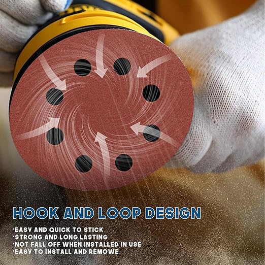 5 Inch 8 Hole Sanding Discs, 150 PCS 400 Grit Hook and Loop Sandpaper, Round Aluminum Oxide Sand Paper Discs for Random Orbital Sander
