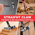 Meiwaltee 20 oz Heavy Duty One-piece Forged Hammer, Straight Claw Hammer with Magnetic Nail Holder, Rip Claw Hammer with Milled Face & Shock-Absorbing Reduction Grip