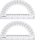 EBOOT Plastic Protractor Math Protractors 180 Degrees, 6 Inch, Pack of 2 (Clear)