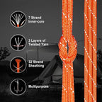WEREWOLVES Reflective Paracord Rope 7 Strand Type III Parachute Cord 4mm 100ft / 200ft for Tent Camping Hiking Fishing Survival Tactical Clothesline DIY Projects