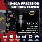 LOTOS LTP8050 CNC 80AMP Blow Back Arc Plasma Cutter, CNC Interface Ready, HTC/Arc OK Output, Drag Cut Enabled, 1" 25mm Clean Cut, Metal Cutting Machine, 220V
