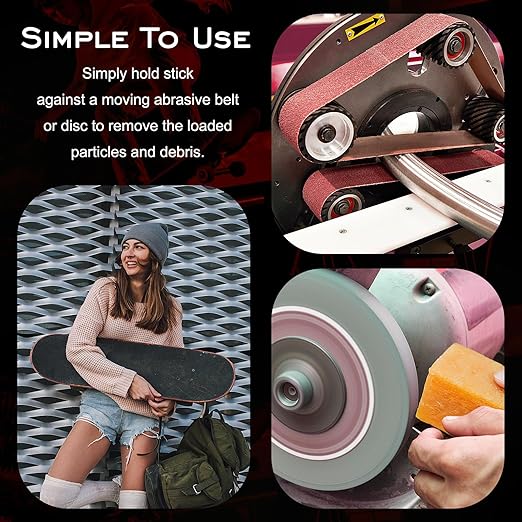 Natural Rubber Cleaning Stick (12"x2"x2") - Eraser for Sanding Belts & Discs, Skateboard Griptape Cleaner, Woodworking Tool Maintenance - Abrasive Surface Reviver