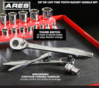 ARES 42069 – 3/8-Inch Drive 120 Tooth Ratchet – 3 Degree Swing Arc - Reversible Ratcheting Mechanism - Ergonomic Handle and Professional Gear Structure