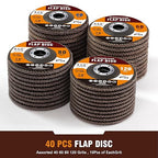 40 Pack Flap Discs 4 1/2 for Angle Grinder 40 60 80 120 Grit Grinding Wheels 4.5 x 7/8 Inch Sanding Disc, Aluminum Oxide Abrasive, Type 29
