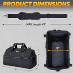 TICONN Heavy Duty Tool Bag with Multi-Pockets, Portable Tool Box Organizer Storage Bag, with Adjustable Shoulder Strap and Ergonomic Handle (Black, 16" Standard Base)