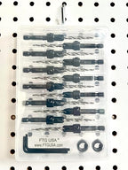 FTG USA 12 Pc #8 (11/64") Countersink Drill Bit Set with Depth Stop Collar, Hex Wrench - Tapered Drill Bits for Wood