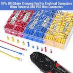 Qibaok 840PCS Electrical Wire Connectors, Insulated Wire Crimp Terminals, Mixed Butt Ring Fork Spade Bullet Quick Disconnect Assortment Kit