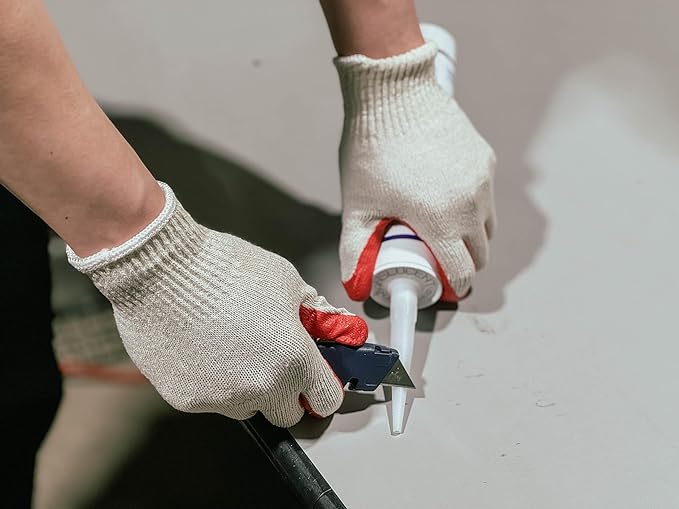 SAVER Non-Slip Red Work Gloves for Construction Latex Rubber Palm Coated - Premium Daily Safety Work Gloves