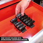 StealthMounts Drawer Hive Deep Socket Holder – 10 Pack | Modular Drawer Organiser for Deep Sockets | Injection-Moulded TPE | Made in UK