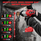 Cordless Impact Wrench 3/4 inch Compatible with Milwaukee Battery, 1850ft-lbs (2500N.m) Brushless Electric Impact Gun, High Torque Impact Driver, Bare Tool Only，Heavy-Duty Automotive &Industrial Tasks