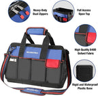 WORKPRO Tool Bag, 18 Inch Tool Bag with Waterproof Molded Base, Open Top Tool Organizer Bag with 20 Pockets, Adjustable Shoulder Strap