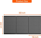 TORACK 3Pcs Metal Pegboard Panels for Garage Wall Utility Tools Storage Pegboard for Workbench, Modular Peg Board Tool Organizer Board Kit(Pack of 3, Black)