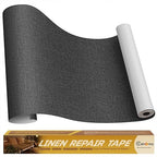 Linen Repair Tape 16x90 inch, Self Adhesive Fabric Patches, Linen Patch Tape Kit, Fabric Repair Tape for Couch Sofas, Headboards, Chairs, Pillows, Curtains, Couches - Black Grey
