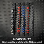 Socket Organizer Drive ABS Tools - Black Socket Holder, Premium Quality 3 Pieces Socket Holders Kit 1/4-Inch x 16 Clips, 3/8-Inch x 15 Clips, 1/2-Inch x 12 Clips(3PC,Black)