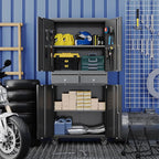 71" H Metal Garage Storage Cabinet with Wheels and Doors,Rolling Tool Cabinet with Pegboard and 2 Lockable Drawer for Garage Warehouse Home,Required Assembly,Black
