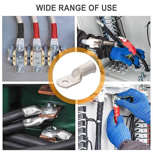 0 Gauge Tinned Copper Lugs 10 PCS 1/0 AWG - 1/2'' Cable Lugs UL Listed Terminals 1/0 Gauge Wire Lugs Battery Cable Ends 10 PCS Heavy Duty Closed End Crimp Copper Lugs with 10 PCS 3:1 Heat Shrink Tube