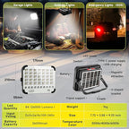 300W LED Solar Work Light 26000LM Magnetic Portable Light, 26000mAh Rechargeable with 5 Modes, IP66 Waterproof for Outdoor Camping, Car Repair, Building, Workshop, Garage, Emergency