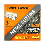 TWIN-TOWN 3" Diamond Cutting Wheel with 3/8" Arbor, Metal Cut Off Wheel, Carbide Cutting Wheel for Angle Grinder, 5000+ Cuts on Rebar, Steel, Iron, and INOX,2 Pack