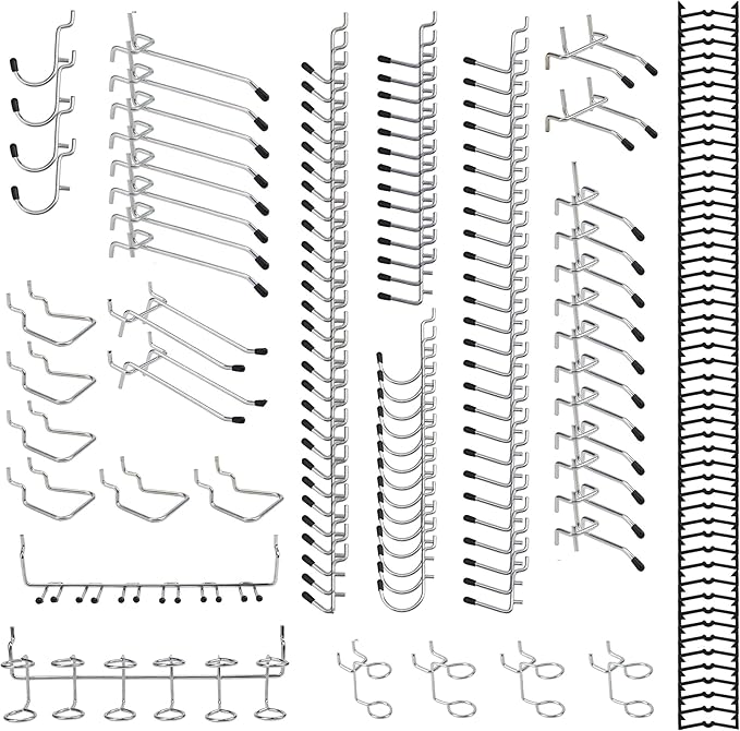170PCS Pegboard Hooks Assorted | Peg Board Hooks for Hanging Tools - Ideal for Pegboard Organizer