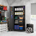 73''H Metal Garage Storage Cabinet with Pegboard, Rolling Tool Cabinets on Wheels,Steel Locker for Garage Office School Home Warehouse Utility Room, Assembly Require,Black