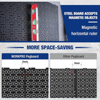 WORKPRO Metal Pegboard 16”x 32” Steel Panel with Round Holes & Vertical Slots, Black Heavy Duty Garage Peg Board Wall Pegboard Organizer for Wood Working Work Shop, Craft Room, 2 Pack