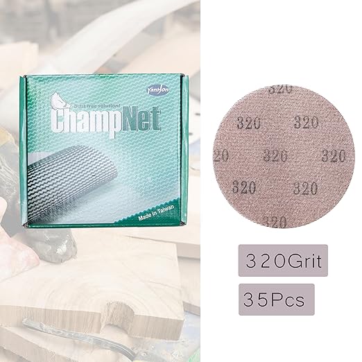 Mesh 5 inch 6 inch Sanding Discs 35PCS Hook and Loop Sanding Discs, Dust-Free, Ideal for Metal, Wood, Composites, Stock Removal, and Fine Finishing (6in, 320 Grit)