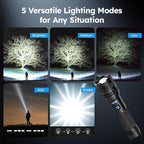 THY TRY Rechargeable LED Flashlight 2-Pack, 90000 High Lumens Super Bright Handheld Flashlights, 5 Modes & Adjustable Focus, High Powered Handheld Flashlight for Home Camping Outdoor Night Work