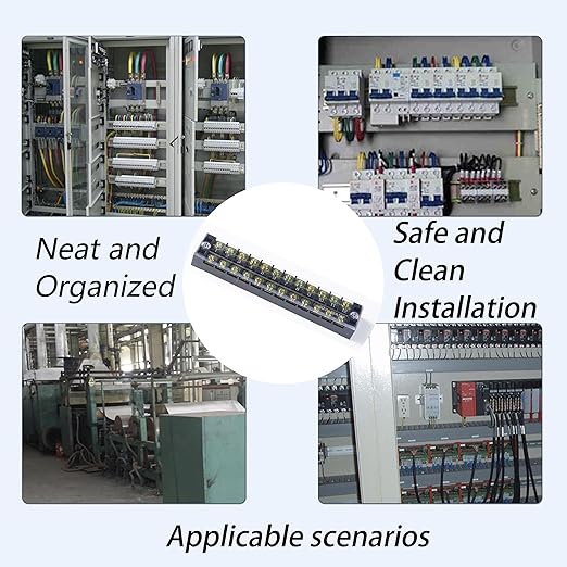 Terminal Block (4 Sets) 4Pcs 6 Positions Dual Row 600V 15A Screw Terminal Strip Blocks with Cover&4Pcs Pre-Insulated Barrier Termina Block Strip& 24Pcs Insulated Fork Wire Connector