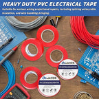 100 Rolls Red Electrical Tape Bulk 3/4 Inch x 66ft, Waterproof Vinyl Electric Tape High Temp Insulation Tape for Electrical Protection Home Outdoor Electric Insulating Wire Wrapping
