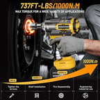 1000Nm(738ft-lbs) Cordless Impact Wrench 1/2 inch, High Torque Brushless Impact Gun w/Two 4.0AH Battery, with Storage Case, Electric Impact Wrench for Car Truck, RV/Mower