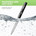 BALUCA Stainless Steel Diamond Nail File for Natural Acrylic Nails, Double Sided Metal Fingernail Toenail File for Women, Durable and Efficient Nail Care Tool - Black