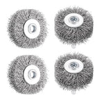 dophee 4Pcs 2 Inch Wire Wheel Brush for Drill Attachment 0.0118" Coarse Crimped Carbon Steel Wire 1/4 Inch Round Shank Wire Wheel Brush for Rust Corrosion Paint Removal