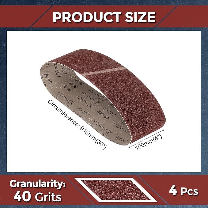 4 Pcs Sanding Belts 4 x 36 Inch 40 Grit Aluminum Oxide Abrasive Sandpaper for Belt Sander Metal Grinding Wood Working Weld Rust Removal