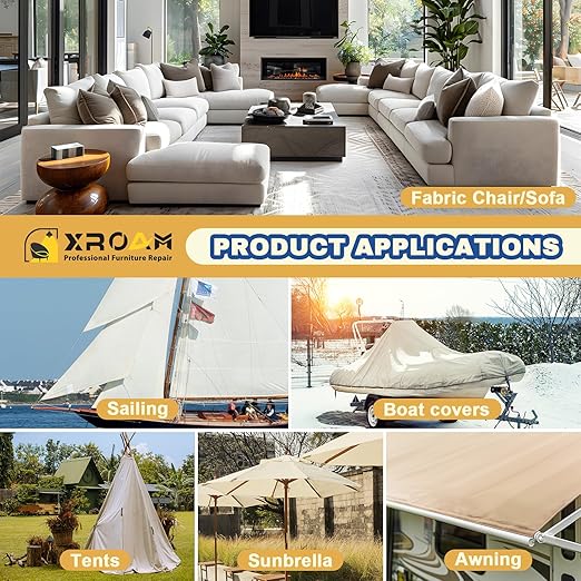 Canvas Repair Tape, 3.2 x 63 Inch Waterproof Heavy Duty Fabric Tape for Furniture, Self Adhesive Canvas Repair Patches for Boat Covers, Sofas, Tents, Louge Chairs, Canopy, Awning Black Gray
