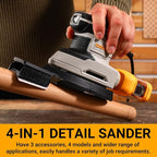 Detail Sander: DEKOPRO Multi-Function Mouse Sander Electric Sander Tool Corded Palm Sanders with Dust Collector, 3 Additional Attachments &12pc Sandpapers for Sanding,Polishing,Removing Paint in Home