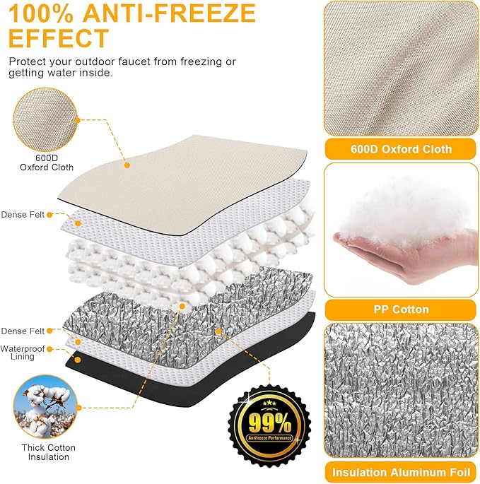 Backflow Preventer Cover Insulated (5˚F) - 14"W x 26"H Backflow Cover for Winter Pipe Freeze Protection - Sprinkler Covers for Outside with 7 Layers Fabric Double Wall Insulation Cover